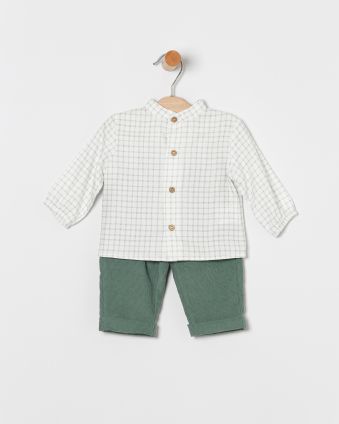 Conjunto de niño con cuadros en color verde.Coco-acqua.