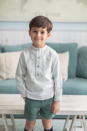Conjunto de niño de cuadros en color verde.Coco-aqua.