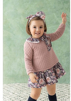 Vestido en color rosa con flores.Basmarti.