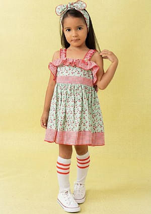 Vestido infantil con cerezas.