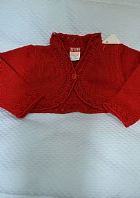 Chaqueta de perlé niña en roja.