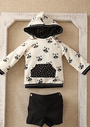Conjunto de niño con mapaches.Basmarti.