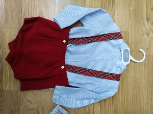 Conjunto de niño con tirantes en color rojo.Yoedu.