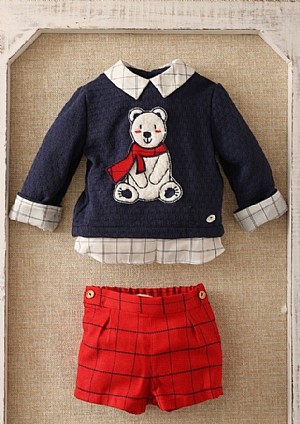 Conjunto de niño en color azul marino con oso.Basmarti