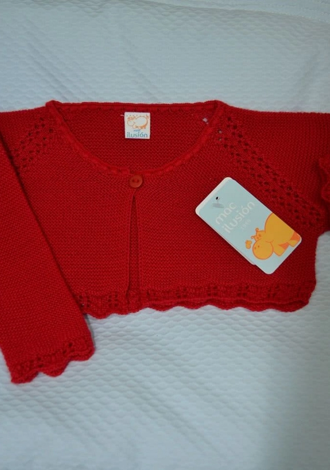 Chaqueta perlé de niña en roja.