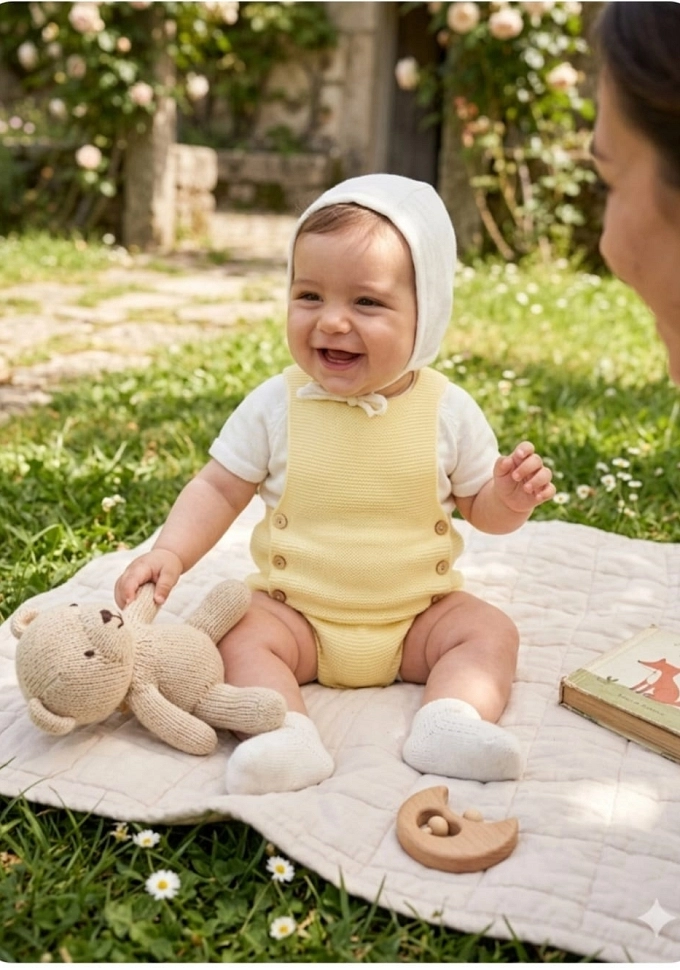 Conjunto bebé de punto en color amarillo