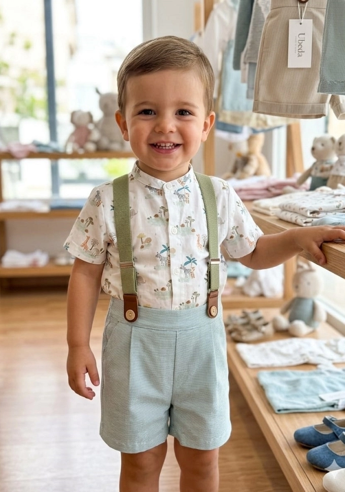 Conjunto de niño con tirantes  con animales.