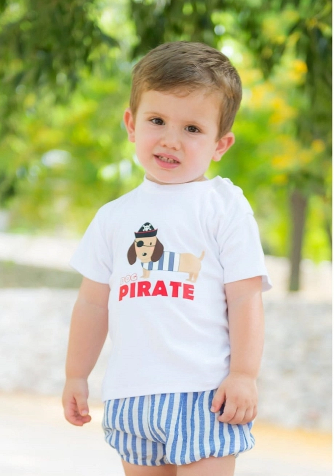 Conjunto de niño con un perro pirata.Pequeños Piratas.